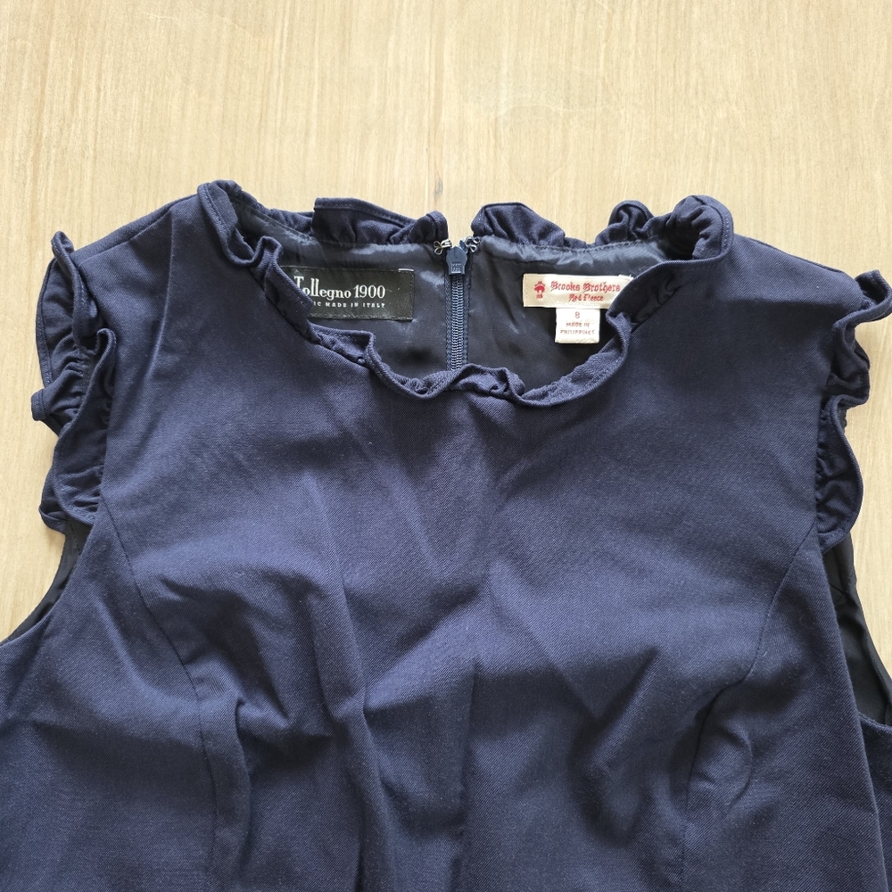 Brooks Brothers Tollegno 1900 Navy Blue Wool Blend Sheath Dress Size 8 - Picture 7 of 14